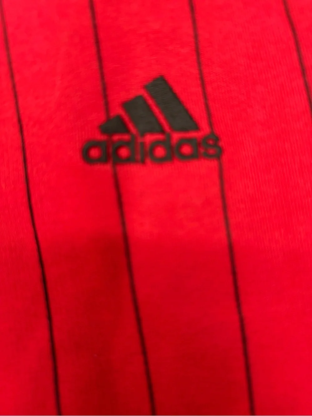 adidas Red Pinstripe Leggings with Black Logo